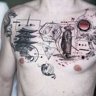 Male Black and Grey Micro realism tattoo on Breast #94161 | Tattoo Artist Kirill Antique