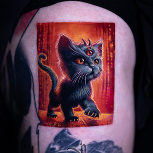 Female Color Miniature tattoo on Thigh #92236 | Tattoo Artist Dmitriy Varlakov