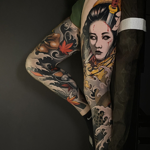 Male Color  tattoo on Leg #101871 | Tattoo Artist Slava Armeev