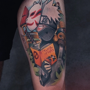 Male Color Anime tattoo on Leg #101265 | Tattoo Artist Pash Tet