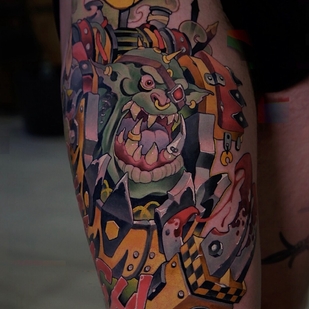 Male Color New School tattoo on Leg #101267 | Tattoo Artist Pash Tet