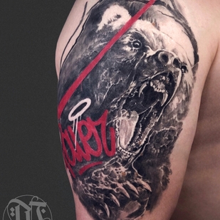 Male Black and Grey Author's Style tattoo on Shoulder #93454 | Tattoo Artist Sasha Mezo