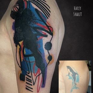 Male Color Cover-up tattoo on Shoulder #94212 | Tattoo Artist Harey Snaut