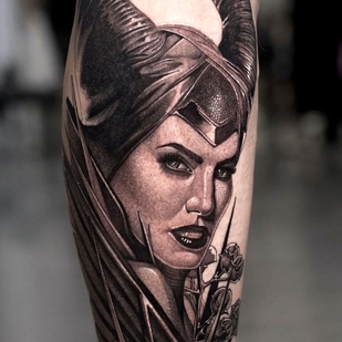 Male Black Realism tattoo on Leg #104429 | Tattoo Artist Nik Friday