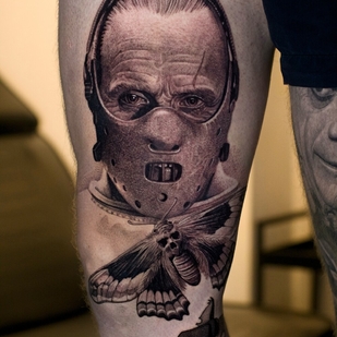 Male Black Realism tattoo on Leg #104439 | Tattoo Artist Nik Friday