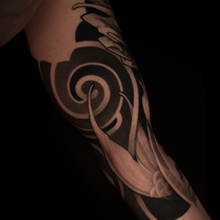 Male Black Whipshading tattoo on Sleeve #103409 | Tattoo Artist Danila Morozov