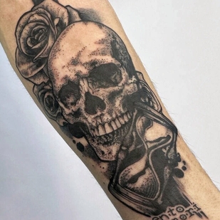 Male Black Engraving tattoo on Forearm #101620 | Tattoo Artist Kseniya Pizhevskaya