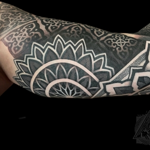 Male Black and Grey Dotwork tattoo on Sleeve #96581 | Tattoo Artist Ioann Leo ( LEO-VAN )