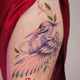 Female Color Watercolor tattoo on Thigh #93202 | Tattoo Artist Ekaterina Garnet / Katy Garnet