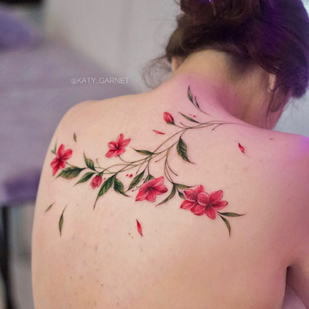 Female Color Cover-up tattoo on Back #96441 | Tattoo Artist Ekaterina Garnet / Katy Garnet