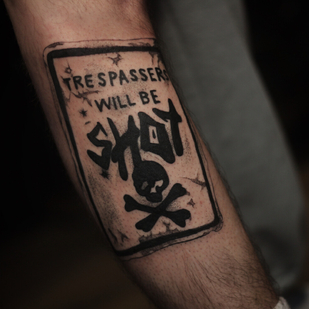 Male Black Author's Style tattoo on Shin #94920 | Tattoo Artist Alexander Rebel