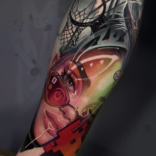 Male  Author's Style tattoo on Leg #91776 | Tattoo Artist Aleksandr Mayer