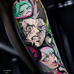 Female Color Anime tattoo on Shin #92937 | Tattoo Artist Dmitriy Klaud
