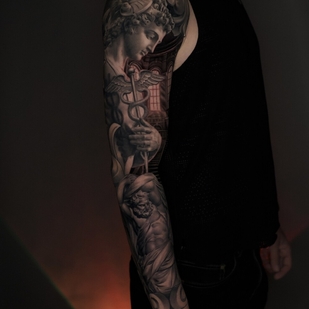 Male Black and Grey Realism tattoo on Sleeve #104685 | Tattoo Artist Aleksey Titov