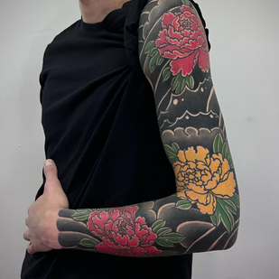 Male Color Japanese tattoo on Sleeve #96507 | Tattoo Artist Mihail Rollov