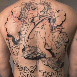 Male Black Sketch tattoo on Back #99490 | Tattoo Artist Valeriya Ranio