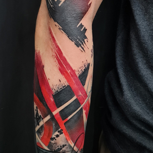 Male Color Trash Polka tattoo on Forearm #96191 | Tattoo Artist Vladimir Kovalevskiy