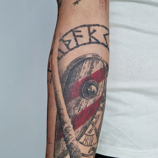 Male Color Trash Polka tattoo on Forearm #96210 | Tattoo Artist Vladimir Kovalevskiy