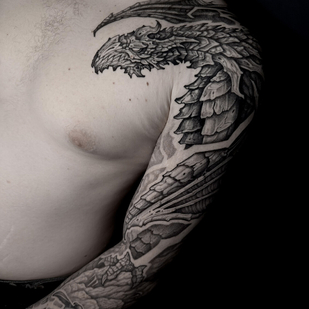 Male Color Graphic tattoo on Sleeve #104219 | Tattoo Artist Aleksandr Shkuratov