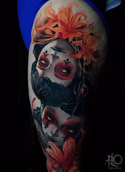 Tattoo Idea # Tattoo Artist Anastasiya Yusupova CAT_KABUKI