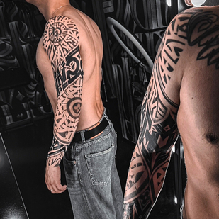Male Black Lettering tattoo on Sleeve #96724 | Tattoo Artist Anton Lebedev