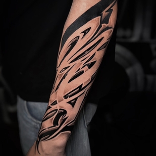 Male Black Lettering tattoo on Forearm #105619 | Tattoo Artist Anton Lebedev