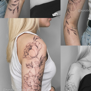 Female Black  tattoo on Shoulder #95513 | Tattoo Artist Elena Korobova