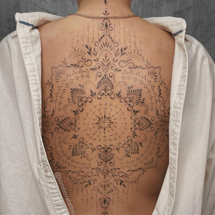 Female Black Ornamental tattoo on Back #95515 | Tattoo Artist Elena Korobova