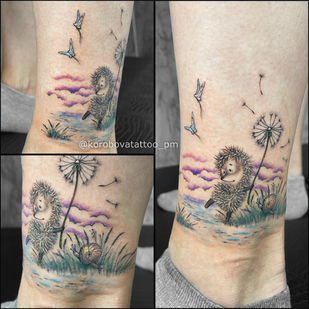 Female Color  tattoo on Leg #95521 | Tattoo Artist Elena Korobova