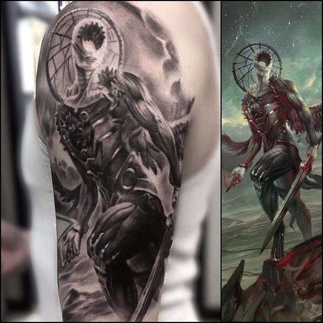 纹身艺术家 Matt Mrowka 黑白恐怖写实纹身