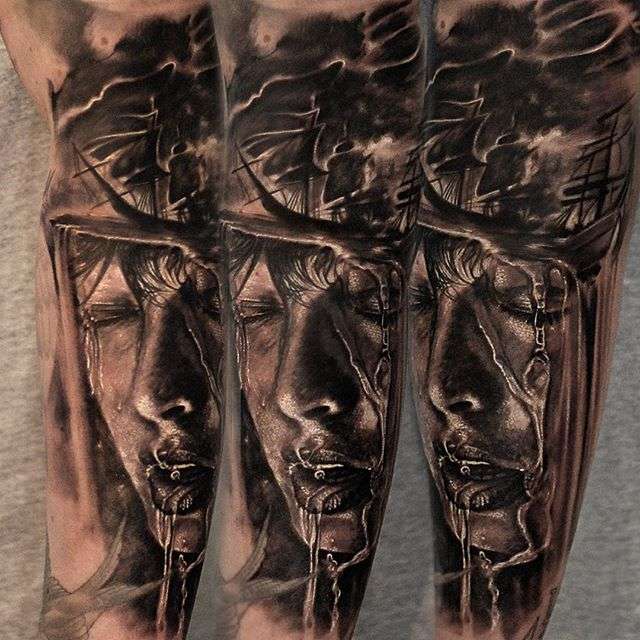 Tattoo artist Matthew James black and grey realism tattoo