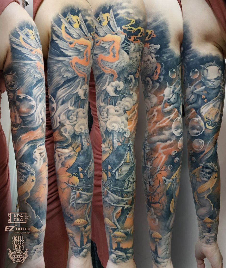 Tattoo artist Vyacheslav Dolzhenko, color tattoo realism, КРАСКА Pro Team | Volgograd, Russia