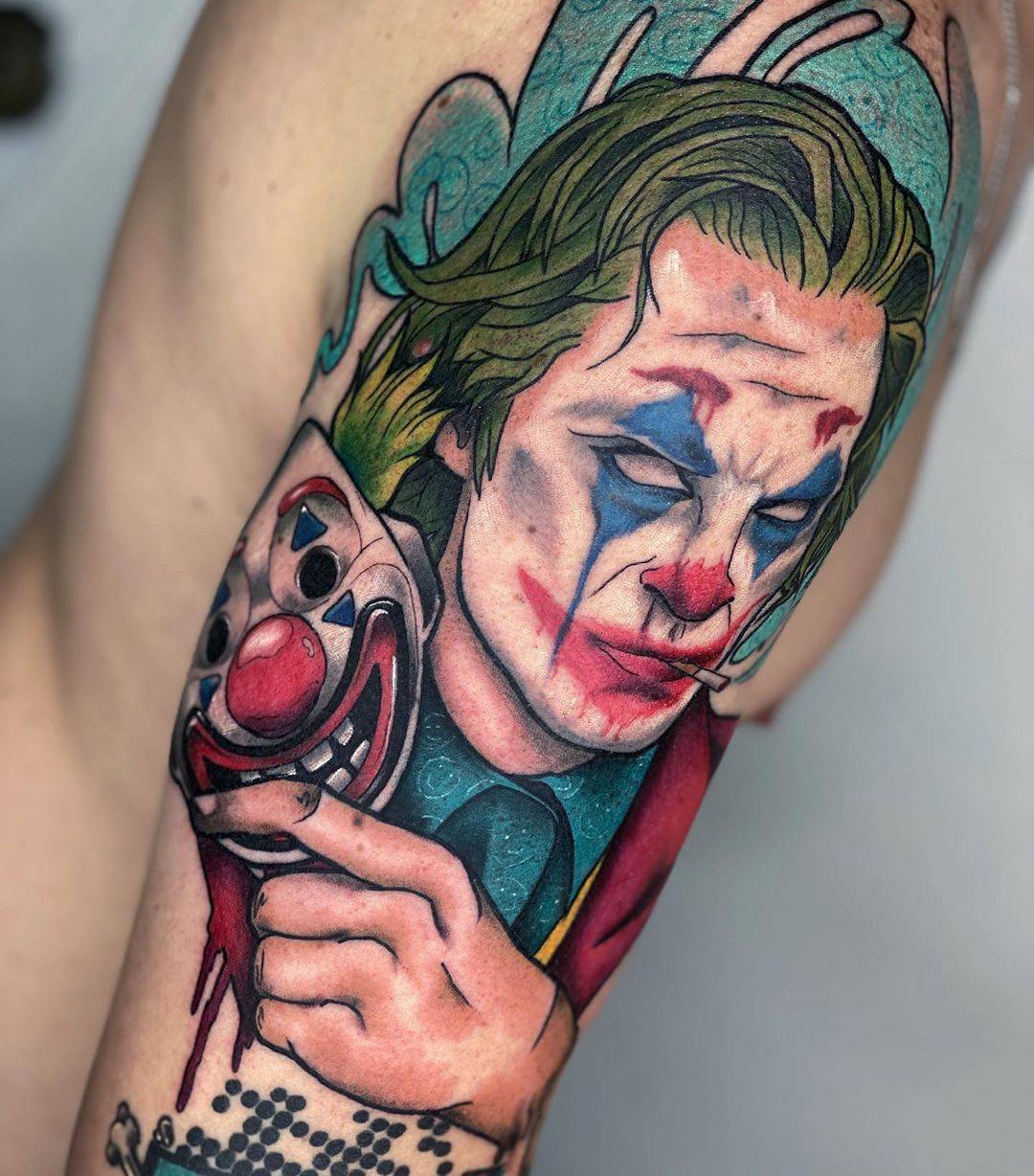 joaquin phoenix joker tattoo  Google Search  Joker tattoo Tattoos Joker  tattoo design