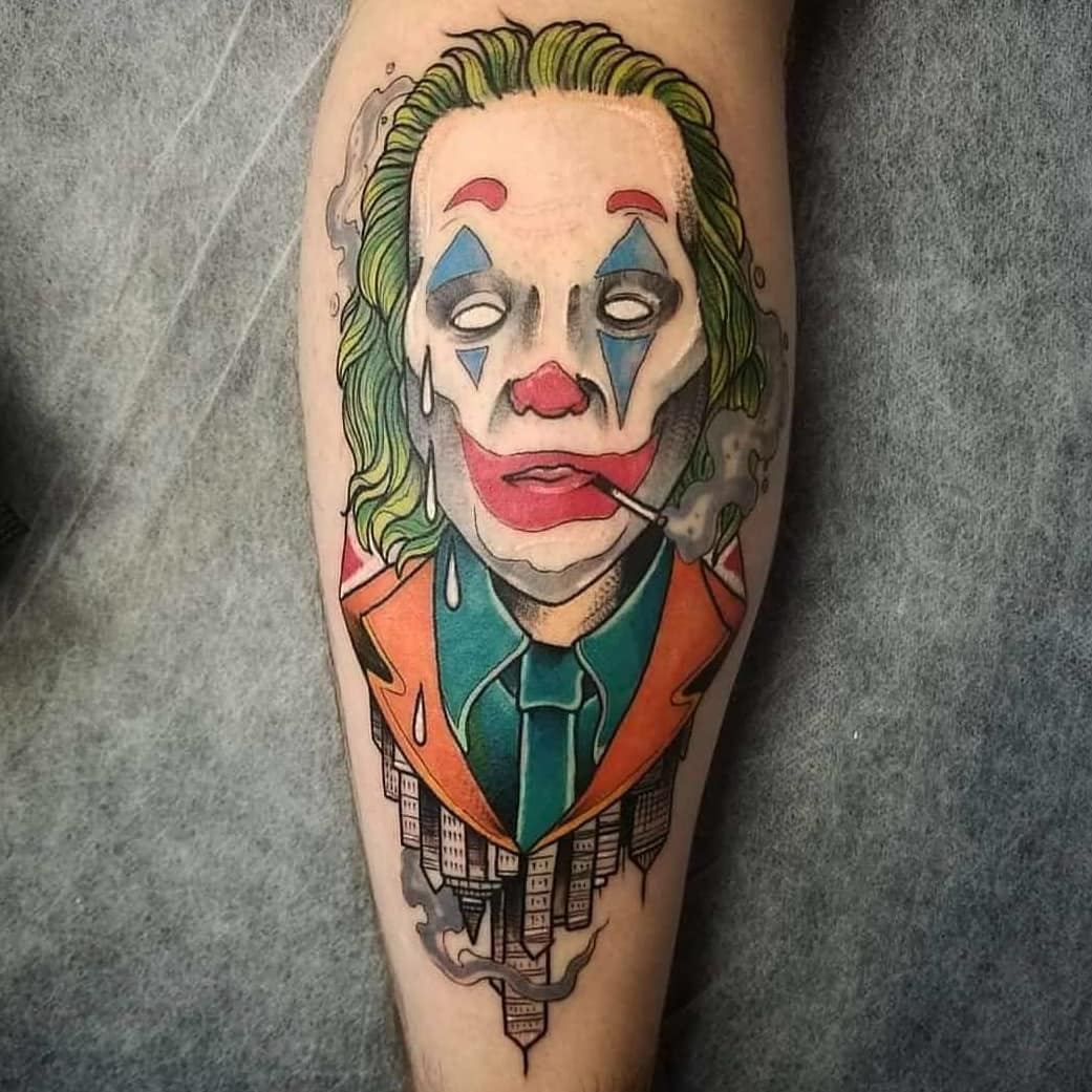 Joaquin Phoenix as the Joker thigh tattoo  tattoo time lapse  YouTube