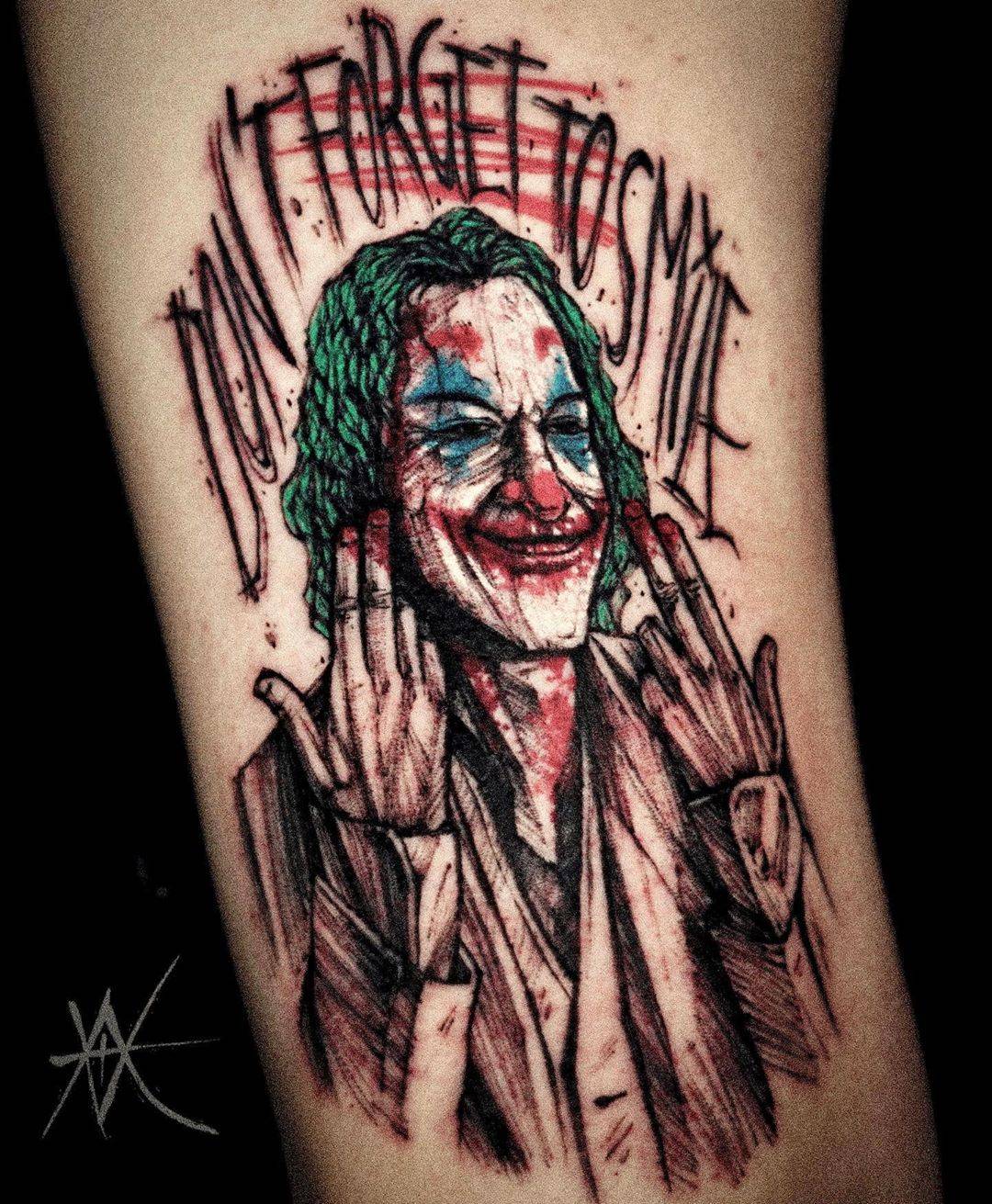 Halo Grey on Instagram Tattoo I got to do a while ago of this Joker tattoo  Easily smallest face I ever did jokertattoo joker joaquinphoenix  realismart