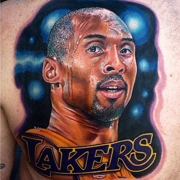 Tattoo artist Roman Abrego, color tattoo realism Kobe Bryant