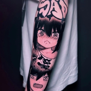Masculino Negro Anime tatuaje en Antebrazo #63165 | Tattoo Artist Danya Hikki