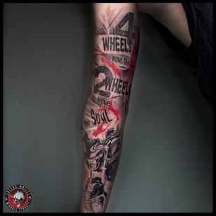 Masculino Negro y Gris Trash Polka tatuaje #66265 | Tattoo Artist Mihail Strogiy