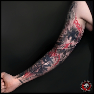 Masculino Negro y Gris Trash Polka tatuaje en Manga #66282 | Tattoo Artist Mihail Strogiy