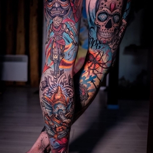 Masculino Color Neo-tradicional tatuaje en Pierna #39838 | Tattoo Artist Victor Rassadniy