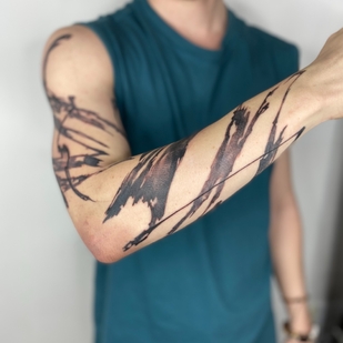 Masculino Negro Abstracto tatuaje en Manga #69019 | Tattoo Artist Mary Nepostaeva