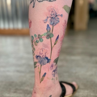 Femenino Color Botánico tatuaje en Pierna #57609 | Tattoo Artist So Yeon Kim