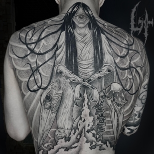 Masculino Negro Horror tatuaje en Espalda #72109 | Tattoo Artist Maxim Levchik