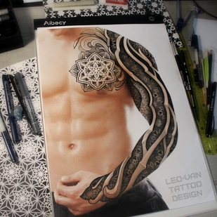 Masculino Negro y Gris Ornamental tatuaje en Manga #73231 | Tattoo Artist Ioann Leo ( LEO-VAN )