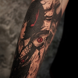 Masculino Negro Horror tatuaje en Muñeca #73518 | Tattoo Artist Alexander Rebel