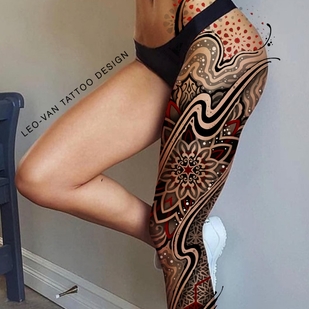 Femenino Color Ornamental tatuaje en Pierna #73653 | Tattoo Artist Ioann Leo ( LEO-VAN )