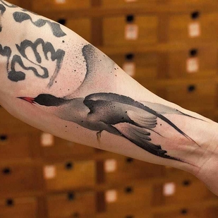 Femenino Negro Acuarela tatuaje en Antebrazo #14337 | Tattoo Artist Chen Jie