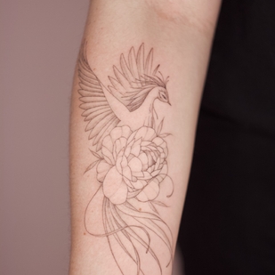 Femenino Negro Fineline tatuaje en Antebrazo #59646 | Tattoo Artist Anastasiya Kovyazina