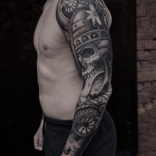 Masculino Negro y Gris Neo-tradicional tatuaje en Manga #75203 | Tattoo Artist Pavlik Gusarov