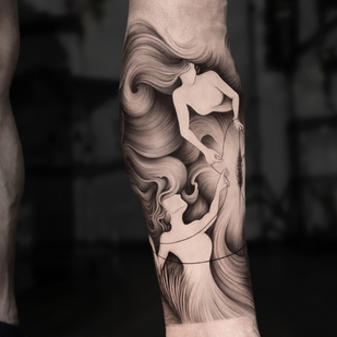 Masculino Negro Gráfico tatuaje en Espinilla #75369 | Tattoo Artist Anastasiya Sharm